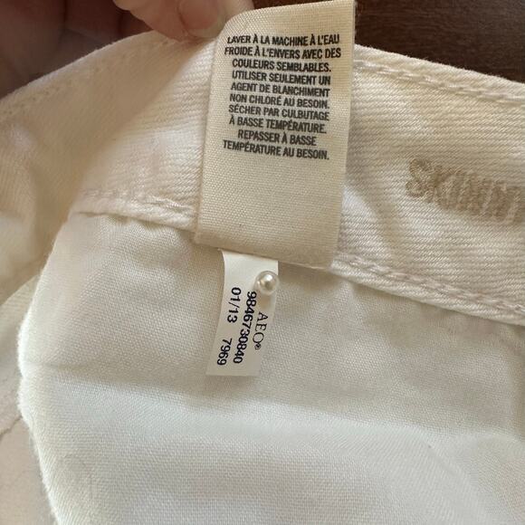 American Eagle Vintage Geometric Aztec Embroidered Ivory Skinny Stretch Jeans 10 - Picture 11 of 13